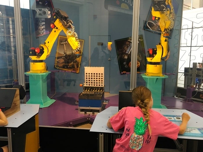 playing with robots at omsi