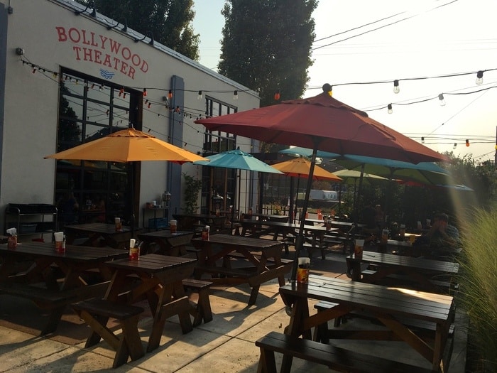 The outdoor patio at bollywood theater on division street.