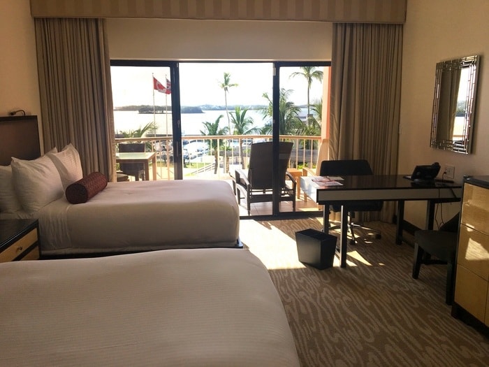 My room at the hamilton princess with its enormous patio and bay view.