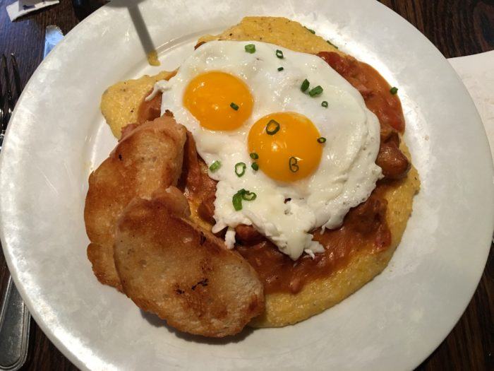 Cajun eggs and grits at french press