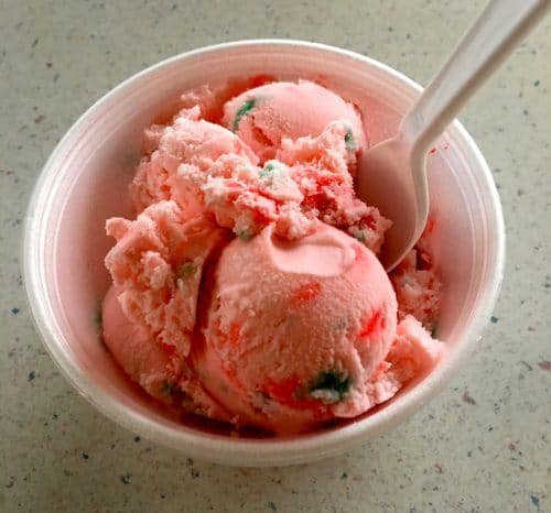 Borden's peppermint ice cream in bright pink