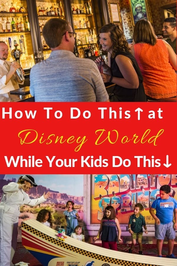Disney world offers several signature restaurants and evening entertainment that you'll love, but your kids won't. So drop them off at the pixar play zone or camp dolphin and enjoy some kid-free couple time on your next disney vacation. #disneyworld #wdw #grownupsatdisney #disneyromance #disneydatenight #disneykidsclubs #pixarplayzone #disneydining