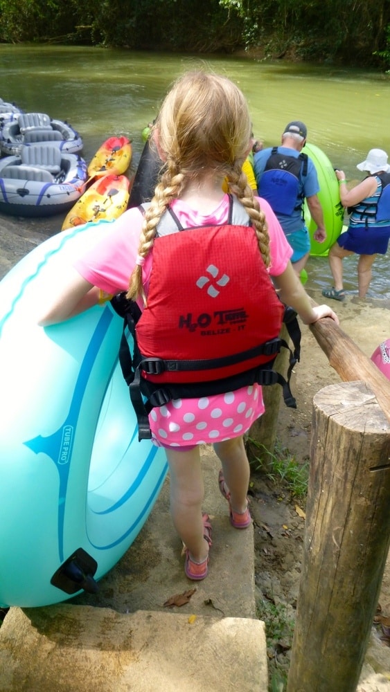 getting ready to river tube in the belize rain forest