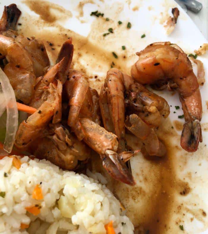 Shrimp and rice at jaime's in mahahual