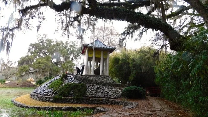 the chinese buddha pavillion in the jungle gardens on avery island.