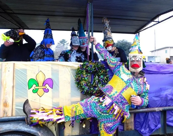 revelers at the courir du mardi gras in eunice, louisiana.