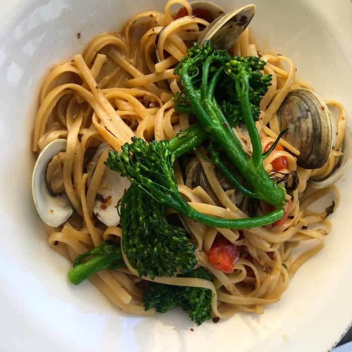 Pasta with clams at the vilalge pantry in hamilton