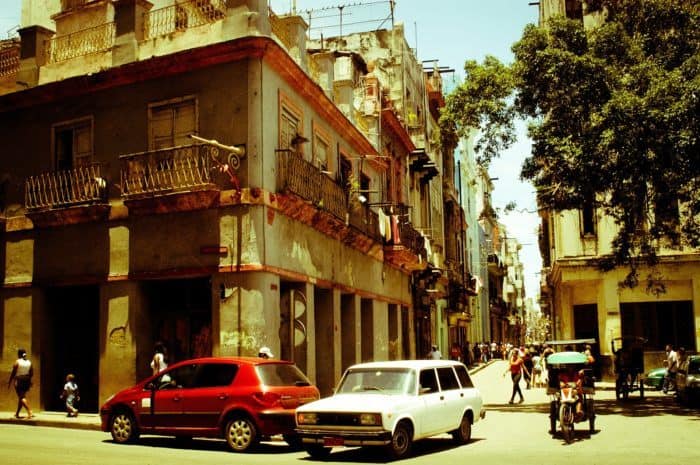 A typically street in cuba where a tourist might stay