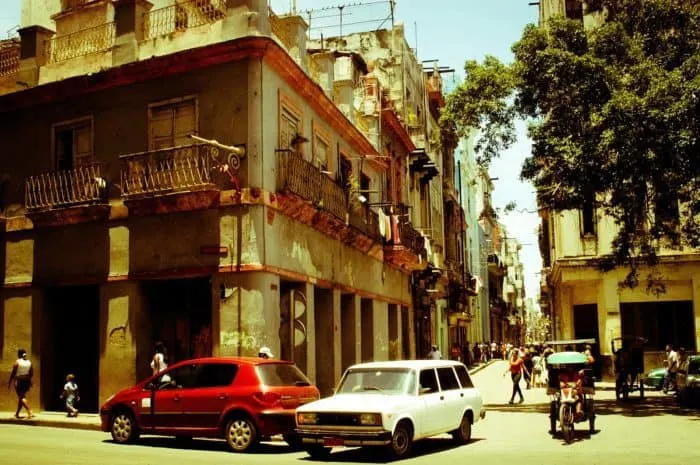 a typically street in cuba where a tourist might stay