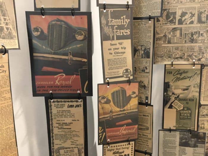 A mobile from old newspapers found during the el vado motel renovation