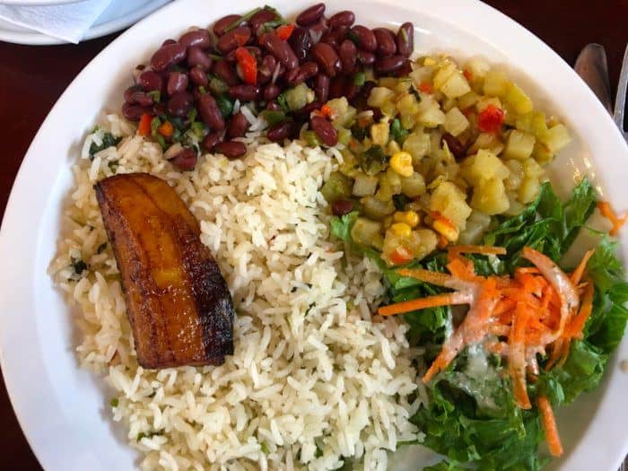 rice, beans, salad are part of most costa rican meals