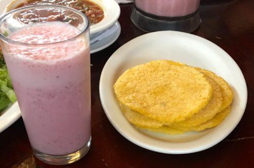 Tortillas and a batido make a nice snack
