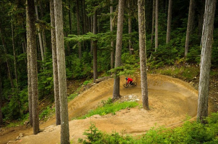Mountain biking in the whistler bike park