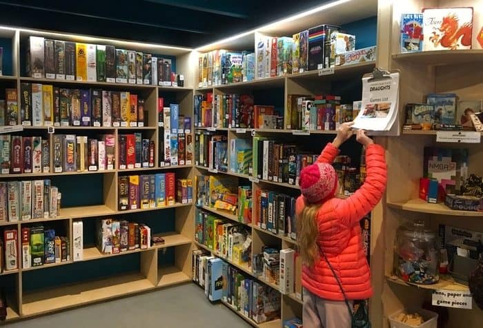 the game library at draughts gaming cafe in london