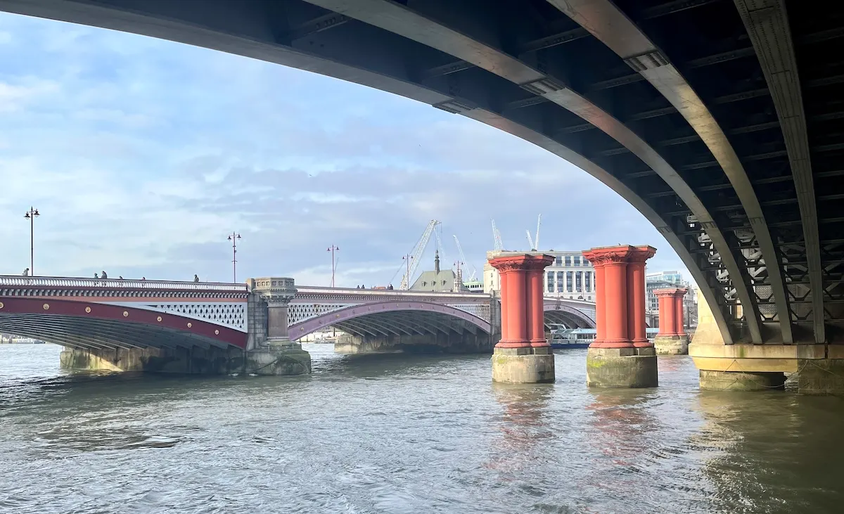 12+ London Things To Do That Your Teen or Tween Will Love: A photo of the Blackfriars Bridge from the Soutbank of the Thames