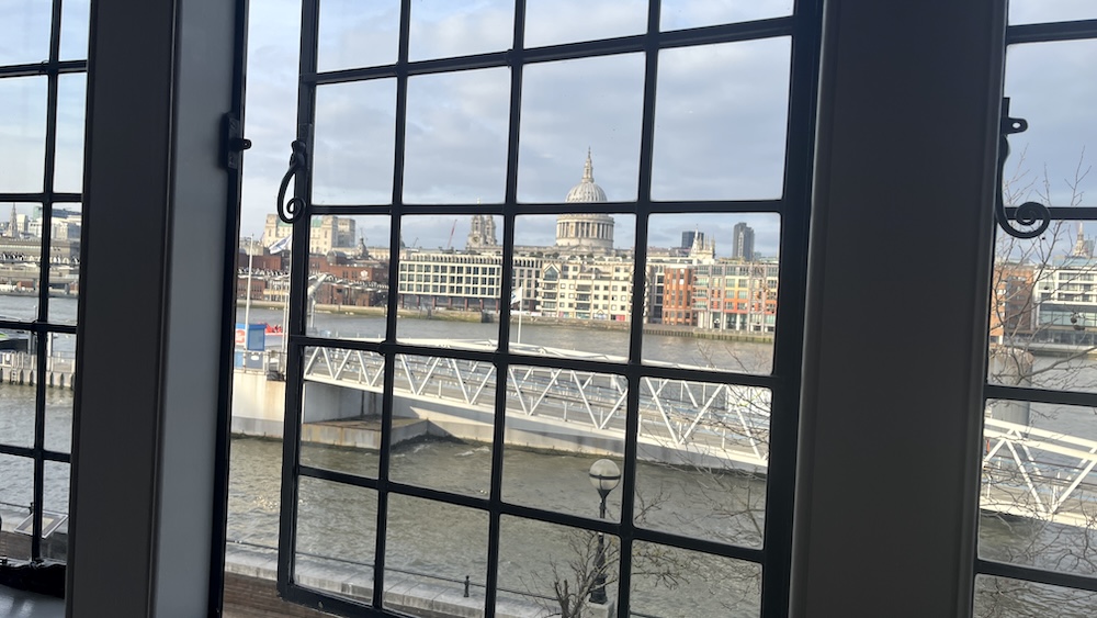 The swan restaurant on london's southbank has lovely windows with views of the thames and st. Pauls.