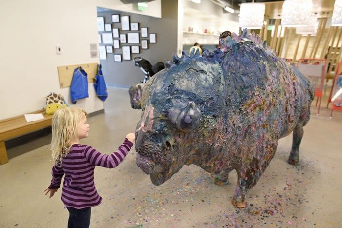 Add Your Own Paint Brush Strokes To The Buffalo At The Denver Childrens Museum