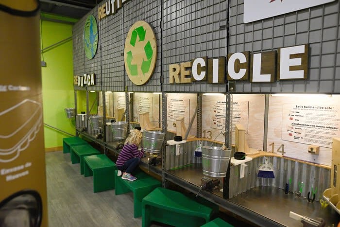 Reuse, recyle and upcycle in the stem rooms of the denver children's museum