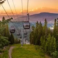 sunset from a Gondola is a beautiful summer experience at Snowmass