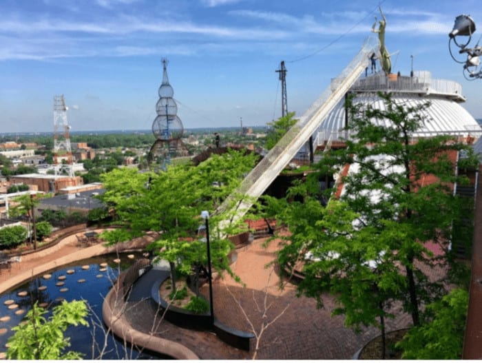Giant slides are part of the fun at the city museum in st. Louis