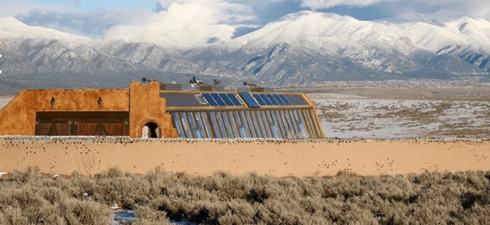 A sustainable earthship house near taos