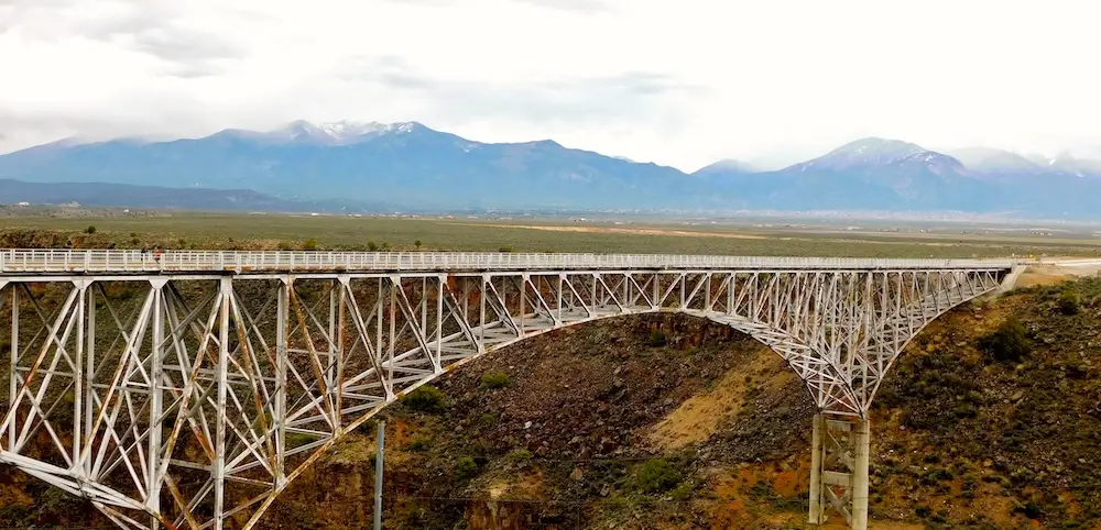 Walking to the middle of the long bridge across the rio grande outside of taos takes a fair bit of nerve. It's open, windy and a long way down.
