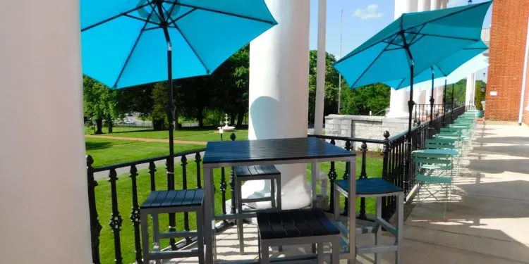 the alluring porch at the blackburn inn's 2nd draft restaurant and bar.