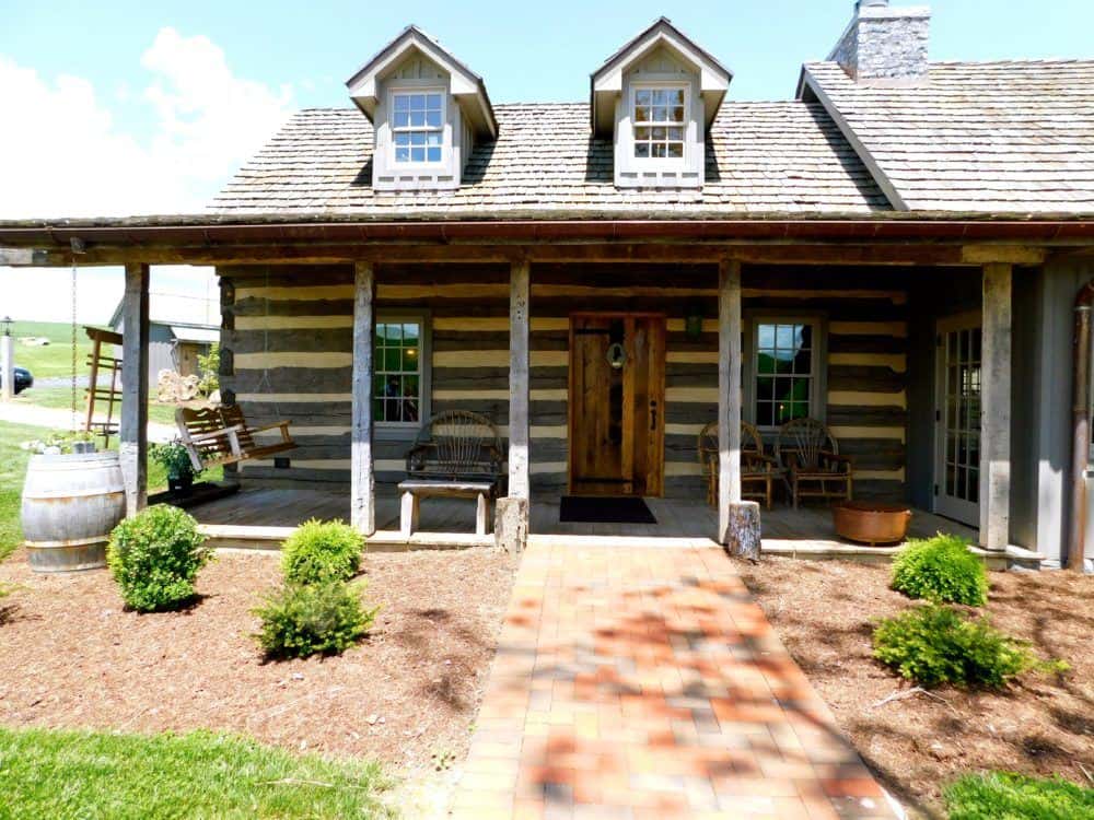 The 200-year-old porch of meadowcroft inn
