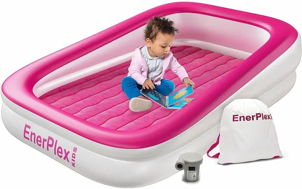 33 Items To Help You Take Your New Baby Everywhere this inflatabl travel bed for toddlers is a reader favorite.