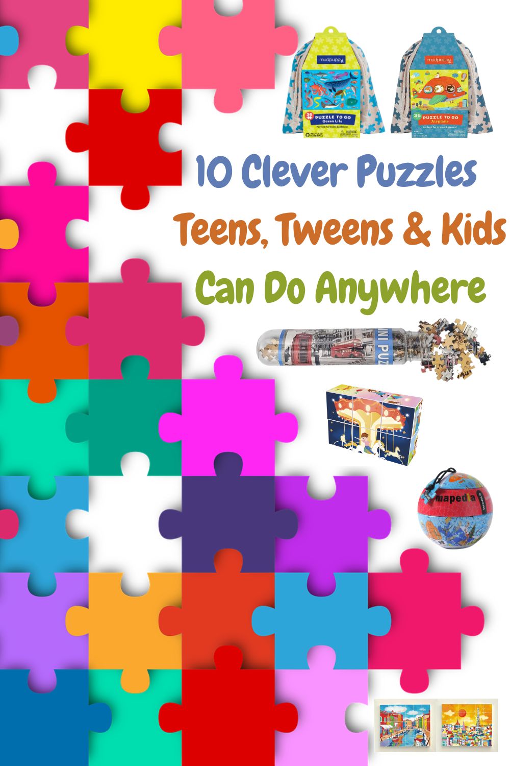 Puzzles are an easy way to keep kids occupied when they need to pass the time. Here are 10 engrossing travel puzzles for kids from tots to teens.