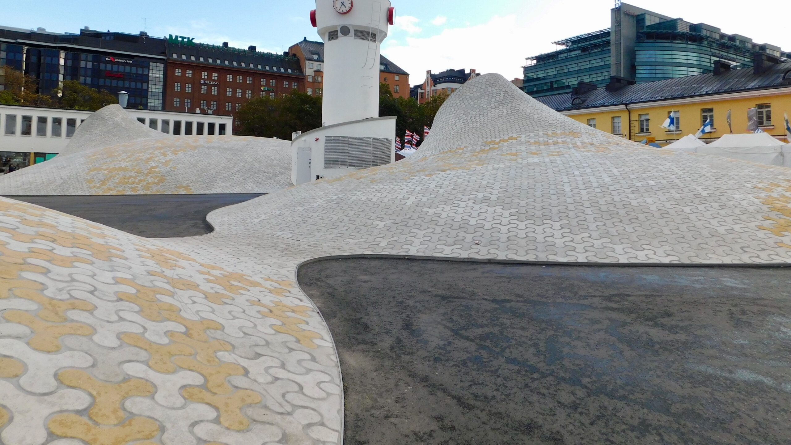 Skateboarders love the undulating window frames of helsinki's amos rex museum.