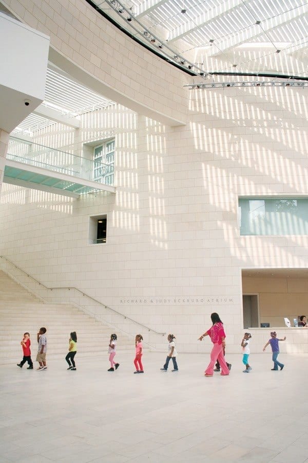 a group of kids explore the modern art at family friendly jepson center in savannah, ga