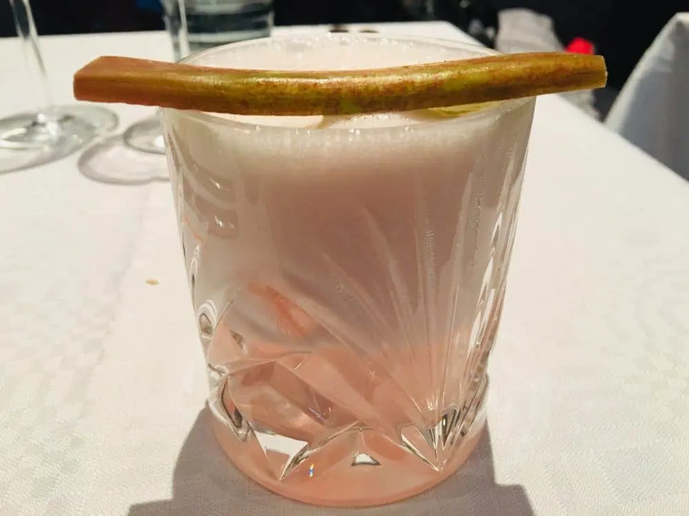 a rhubar sour at salutorget restaurant.