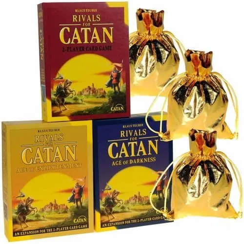 rivals for catan is a card-game variation on settlers of catan. it comes with 2 expansion packs.