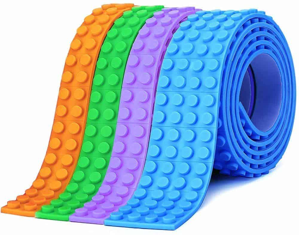 These tape rolls for lego blocks let kids build anywhere without legos scattering.