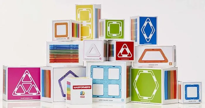 magformers are lightweigh magnetic building tiles that come in a variety of sizes, shapes and colors. 