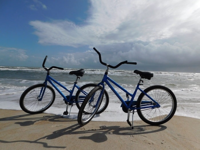 Fat-tire bikes at the sand at anastasia state park.