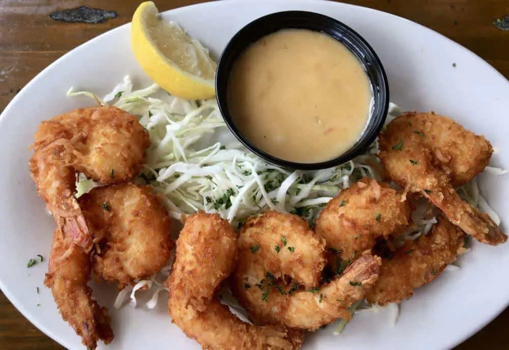 coconut shrimp at the sunset grille