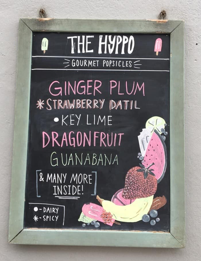 The day's popsicles at hyppo in st. Augustine