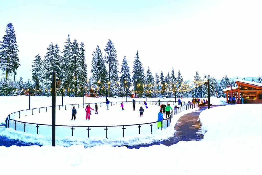 ice skating outdoors is part of suncadia resort's winterfest.