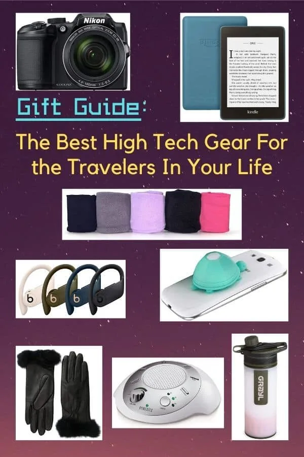 from blue tooth earbuds you won't lose to water bottles that keep you healthy, we round-up the best high-tech gear for family travel. buy it for someone you love, or maybe for yourself! #gifts #inspiration #travel #tech #gadgets #gear #families