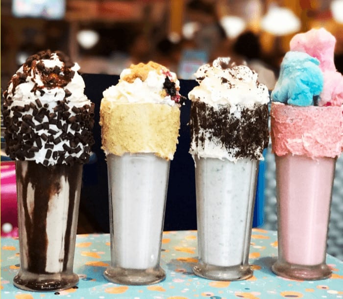 Shakes come in a rainbow of flavors at big daddy's diner.