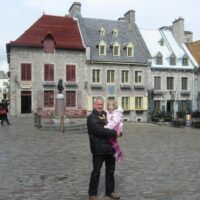 father and daughter in Quebec's lower old town.