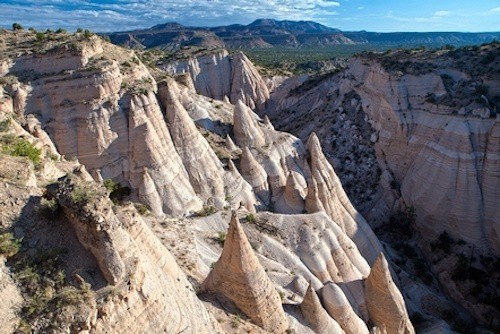Ten rocks national park has distinctive hoodoos capping its mesas.