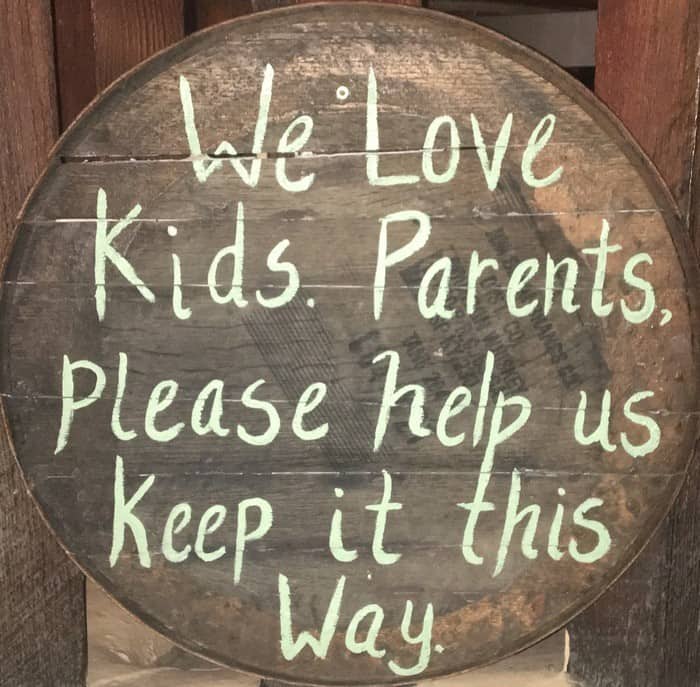 Tumbleroom taproom loves kids... Who behave, according to this sign they hang.
