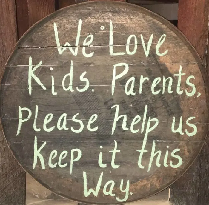 tumbleroom taproom loves kids...who behave, according to this sign they hang.