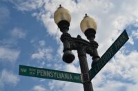 Street Sign For Pennsylvania Avenue In Washington, Dc