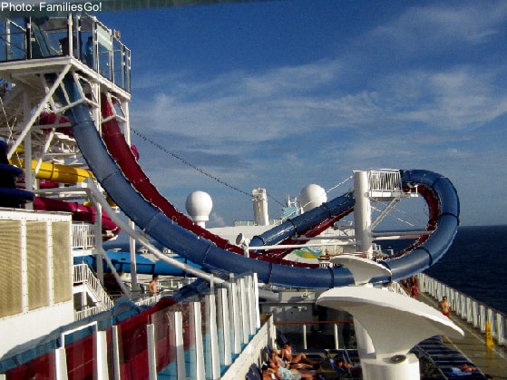 Mega slides like these drop-in ones are part of the fun on mega-ships like the breakaway