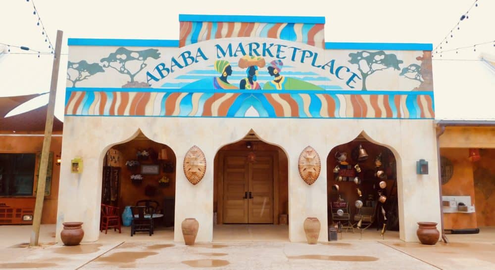 The african-themed event space at the gulf shores zoo.