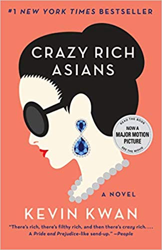 The profile of a stylish asian woman on the cover of crazy rich asians.